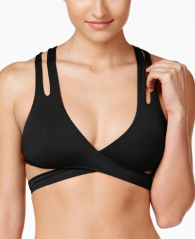 Becca By Rebecca Virtue Color Code Strappy Wrap Bikini Top Women's Swimsuit In Black