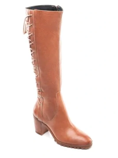 Bernardo Women's Tumbled Leather Tall Lace Up Boots In Cognac
