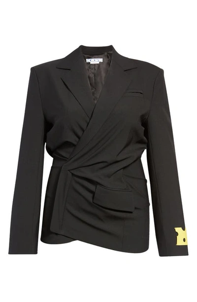 Off-white Asymmetric Twist Detail Blazer Minidress In Black