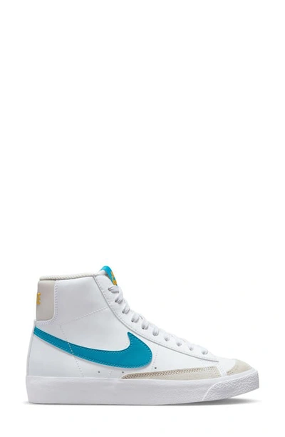 Nike Kids' Blazer Mid '77 "pure Platinum" Sneakers In White/blue/yellow