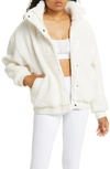 Alo Yoga High Pile Fleece Varsity Jacket In Ivory