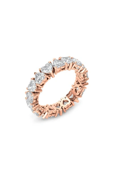 Hautecarat Alternating Hearts Lab Created Diamond Eternity Ring In 18k Rose Gold