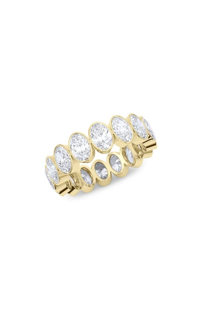 Hautecarat Oval Cut Lab Created Diamond Eternity Ring In 18k Yellow Gold
