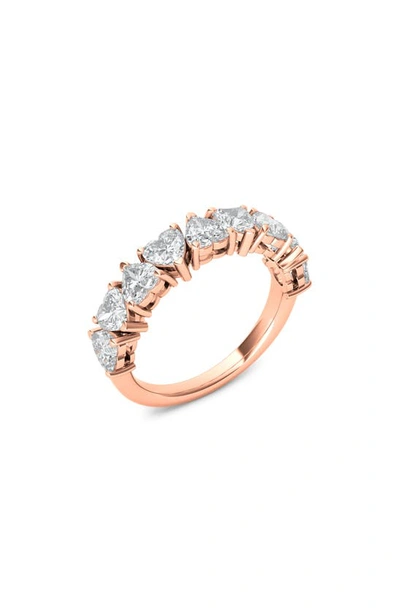 Hautecarat Alternating Hearts Lab Created Diamond Half Eternity Ring In 18k Rose Gold