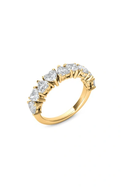 Hautecarat Alternating Hearts Lab Created Diamond Half Eternity Ring In 18k Yellow Gold