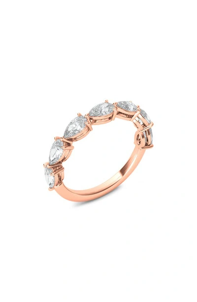Hautecarat Pear Cut Lab Created Diamond Half Eternity Ring In 18k Rose Gold