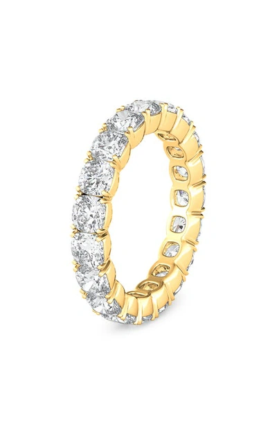 Hautecarat Cushion Cut Lab Created Diamond Eternity Ring In 18k Yellow Gold