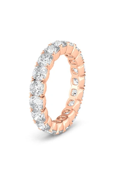 Hautecarat Cushion Cut Lab Created Diamond Eternity Ring In 18k Rose Gold