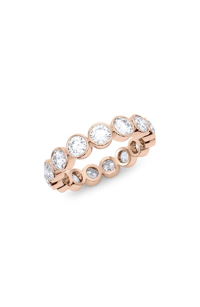 Hautecarat Round Cut Lab Created Diamond Eternity Ring In 18k Rose Gold