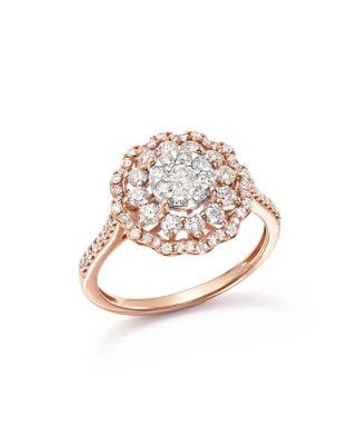 Bloomingdale's Diamond Flower Burst Statement Ring In 14k Rose Gold, 1.0 Ct. T.w. - 100% Exclusive In White/rose