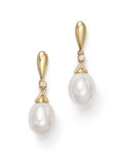 Bloomingdale's Cultured Freshwater Pearl Drop Earrings In 14k Yellow Gold In White/gold