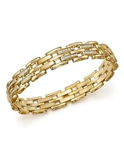 Bloomingdale's Diamond Brick Link Men's Bracelet In 14k Yellow Gold, 1.0 Ct. T.w. - 100% Exclusive In White/gold