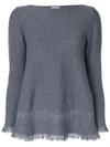 Borgo Asolo Cashmere Fringed Hem Sweater In Grey