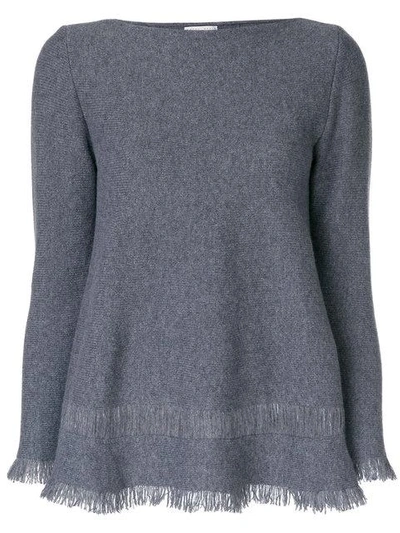 Borgo Asolo Cashmere Fringed Hem Sweater In Grey