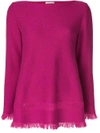 Borgo Asolo Cashmere Fringed Hem Sweater In Pink