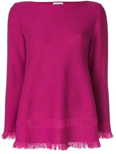 Borgo Asolo Cashmere Fringed Hem Sweater In Pink