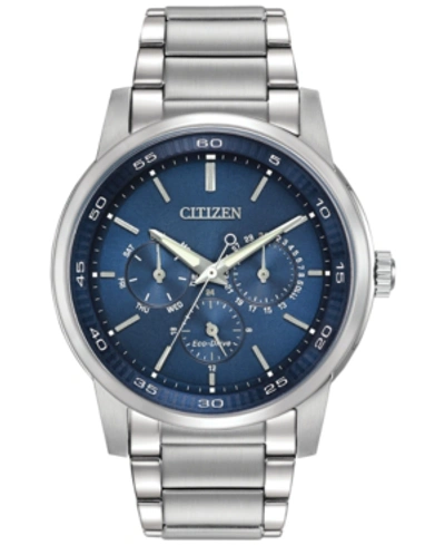 Citizen Men's Dress Eco-drive Stainless Steel Bracelet Watch 44mm Bu2010-57l In Blue/silver