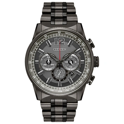 Citizen Eco-drive Men's Chronograph Nighthawk Gray Stainless Steel Bracelet Watch 43mm