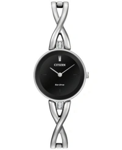Citizen Women's Eco-drive Stainless Steel Bangle Bracelet Watch 23mm Ex1420-50e In Black