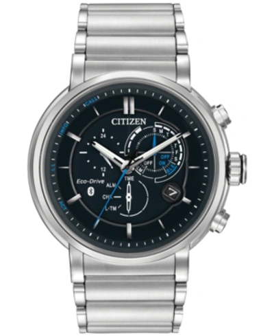 Citizen Men's Chronograph Proximity Stainless Steel Bracelet Smartwatch 46mm Bz1000-54e In Black
