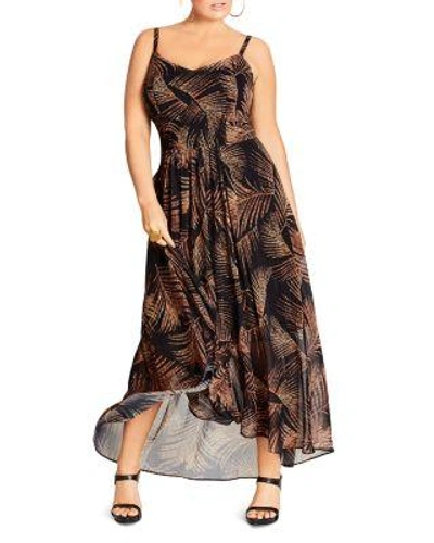 City Chic Trendy Plus Size Printed Maxi Dress In Gold Shimmer