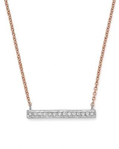 Dana Rebecca Designs 14k White & Rose Gold Sylvie Rose Medium Bar Necklace With Diamonds In Rose Gold