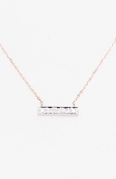 Dana Rebecca Designs 14k White And Yellow Gold Sylvie Rose Mini Bar Necklace With Diamonds, 16 In Rose Gold