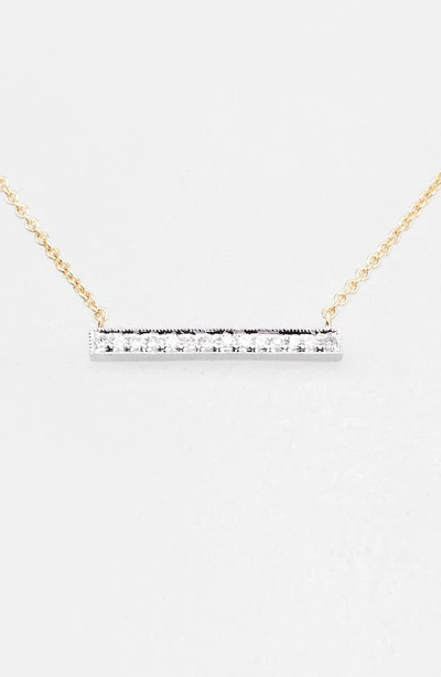 Dana Rebecca Designs 14k White & Yellow Gold Sylvie Rose Medium Bar Necklace With Diamonds In Yellow Gold