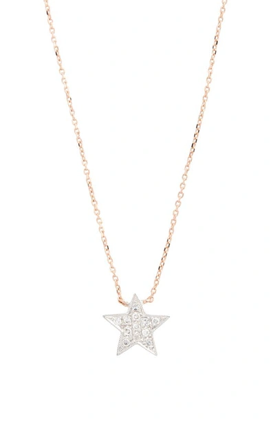 Dana Rebecca Designs Diamond Julianne Himiko Star Necklace In 14k White Gold With 14k Rose Gold Chain, 16 In Rose Gold/ White Gold