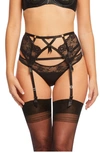 Dita Von Teese Madame X High-waisted Lace Suspender Belt In Black