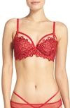 Dita Von Teese Dahlia Lace Balconette Bra In Lipstick Red