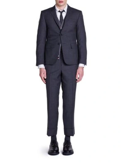 Thom Browne Super 120s Plain Weave Suit In Dark Grey