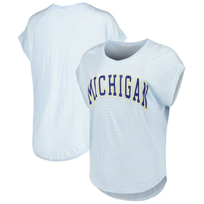 Camp David White/light Blue Michigan Wolverines Day Trip Striped Scoop Neck T-shirt