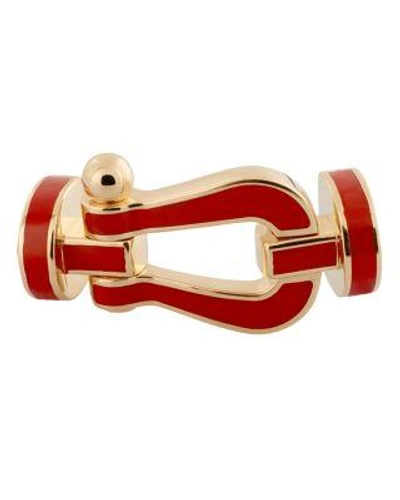 Fred 18k Yellow Gold Force 10 Red Large Buckle In Red/gold