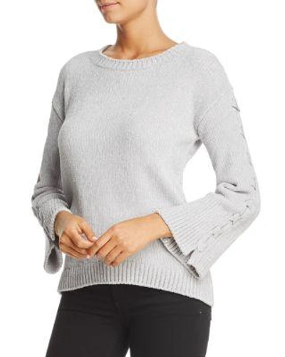 Heather B Lace-up Bell Sleeve Chenille Sweater - 100% Exclusive In Silver