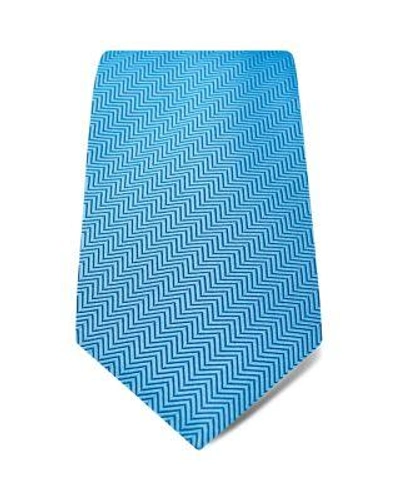 Hilditch & Key Herringbone Textured Solid Wide Tie In Light Blue