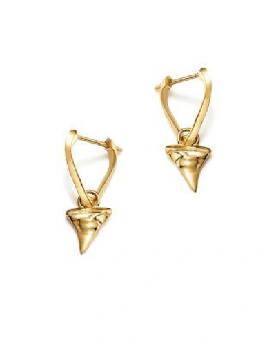 Iconery X Andrea Linett 14k Yellow Gold Small Triangle Hoop Earrings With Shark Tooth Charms - 100% Exclusiv