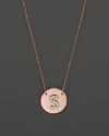 Jane Basch 14k Rose Gold Circle Disc Pendant Necklace With Diamond Initial, 16 In S