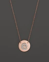 Jane Basch 14k Rose Gold Circle Disc Pendant Necklace With Diamond Initial, 16 In E