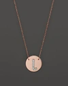 Jane Basch 14k Rose Gold Circle Disc Pendant Necklace With Diamond Initial, 16 In L