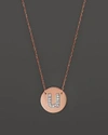 Jane Basch 14k Rose Gold Circle Disc Pendant Necklace With Diamond Initial, 16 In U