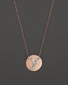 Jane Basch 14k Rose Gold Circle Disc Pendant Necklace With Diamond Initial, 16 In Y