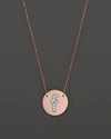 Jane Basch 14k Rose Gold Circle Disc Pendant Necklace With Diamond Initial, 16 In F