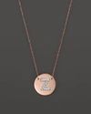Jane Basch 14k Rose Gold Circle Disc Pendant Necklace With Diamond Initial, 16 In Z