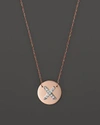Jane Basch 14k Rose Gold Circle Disc Pendant Necklace With Diamond Initial, 16 In X