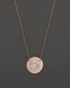 Jane Basch 14k Rose Gold Circle Disc Pendant Necklace With Diamond Initial, 16 In O