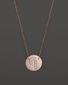 Jane Basch 14k Rose Gold Circle Disc Pendant Necklace With Diamond Initial, 16 In Q