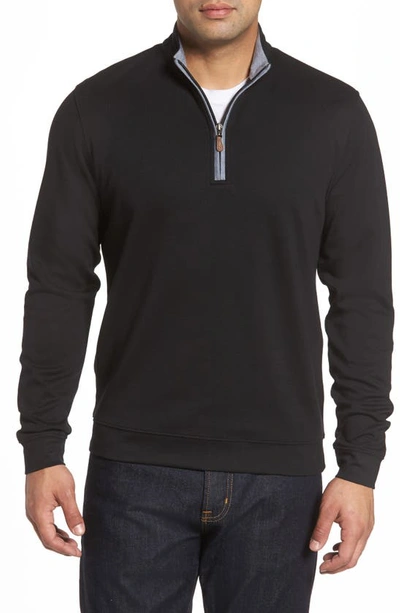 Johnnie-o Sully Quarter Zip Pullover In Black