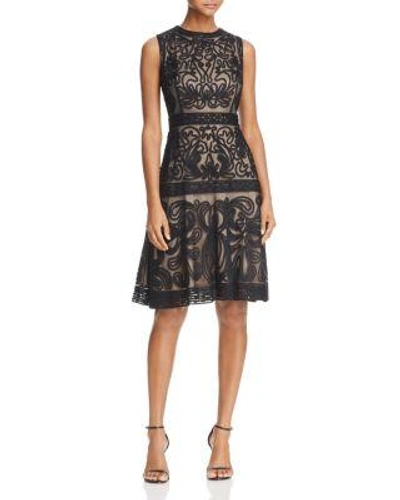 Js Collections Soutache Fit-and-flare Dress In Black/ Nude