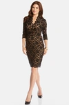 Karen Kane Scalloped Lace Sheath Dress In Black/ Nude